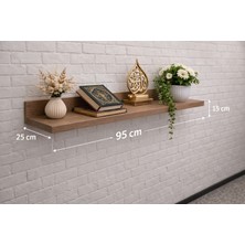 Dekoratif Ahşap Duvar Rafı 95 cm – Kitaplık / Dekor Rafı