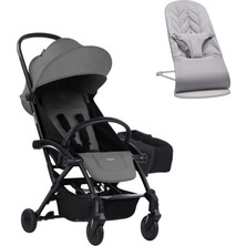 Babybjörn Bliss Ana Kucağı Petal Woven Grey & Bumprider Connect³ Bebek Arabası Black-Grey & Yan Düzenleyici Çanta