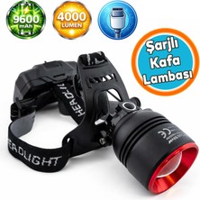 Nzb Profesyonel Şarjlı Kafa Lambası 40W 4000 Lümen LED Işıklı 9600 Mah Type C Şarjlı Kamp Av Feneri