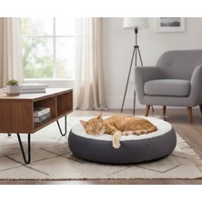 Brt Pet Peluş Simit Kedi Yatağı, Küçük Irk Köpek Yatağı, 55 cm