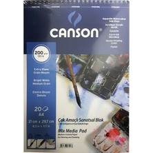 Canson Çok Amaçlı Sanatsal Blok 200 gr Ekstra Beyaz Dokulu A4 20 Yaprak Çizim ve Boyama İçin