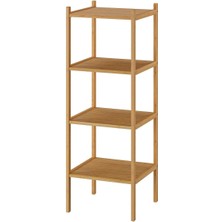 Özbience Bambu Banyo Raf Ünitesi, 37X37X104 Cm, 4 Kat, Kare Model, Şık ve Doğal