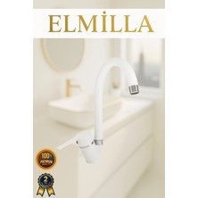 Beyaz Krom Mix Baston Evye Bataryası Musluğu