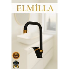ELMİLLA Siyah Gold Mix Köşe Evye Bataryası Musluğu