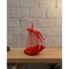 VeraGlobe Buğz 3D El Formlu Insan Figürü Kırmızı Soyut Tasarım Dekoratif Biblo 12X18 cm