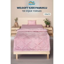 Uysal Yorgan Welsoft %100 Pamuklu Tek Kişilik Yorgan Pudra