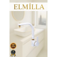 ELMİLLA Beyaz Gold Armut Balık Sırtı Evye Bataryası Musluğu