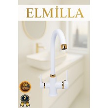 3 Yollu Arıtmalı Baston Borulu Mutfak Bataryası Beyaz Gold Lüx