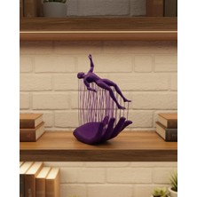 VeraGlobe Buğz 3D El Formlu Insan Figürü Mor Özgün Sanat Biblosu 12X18 cm