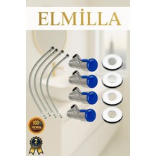 ELMİLLA Taharet Musluğu Rozetli Ara Musluk Paslanmaz Krom Kaplama 4lü Set