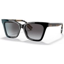 Burberry BE-S 4346 39428G 53 Kadın Güneş Gözlüğü Siyah Çerçeve ve Gri Degrade Cam ile Şık Tasarım