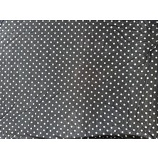 Siyah Zemin Beyaz Puan DESEN%100 Polyester Likralı Tül Kumaş Elbise , Etek, Bluz , Gömlek