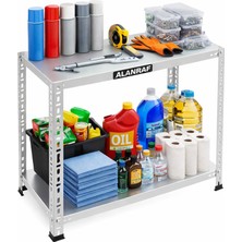 Alanraf 2 Katlı Galvaniz Çelik Raf - Depo, Arşiv, Kiler, Dosya, Market Rafı, Mutfak, Ofis 31X60X50 cm