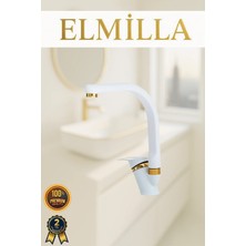 ELMİLLA Beyaz Gold Mix Balık Sırtı Evye Bataryası Musluğu
