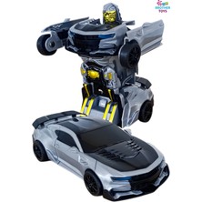 Brother Toys Transformer Robot Çek Bırak Kendinden Robota Dönüşen 1:32 Gri Camaro Oyuncak Araba