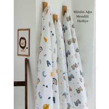 Fulya Tuhafiye Ftbabycollection %100 Pamuk 3'lü Müslin Bebek Battaniye Seti Oeko- Tex Sertifikalı Müslin örtü 80 x 90 cm