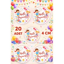 Msticker Mutlu Bayramlar Sticker Etiket 4 cm 20 Adet – Bayram Şekerleme ve Hediye Paketlerine Etiket