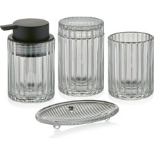 Özbience Vinka 4 Parça Banyo Seti, Şeffaf, 300 Ml, Temizlik ve Bakım Için Ideal