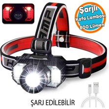 Nzb Kafa Lambası Şarjlı Type-C Şarj Beyaz Işık Kırmızı Sos Işık Su Geçirmez 1800 Mah 800 Lümen