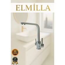 ELMİLLA 3 Yollu Arıtmalı Mutfak Bataryası Krom Kare Lüx