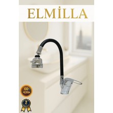 Siyah Esnek Oynar Borulu Fonksiyonlu Mutfak Eviye Bataryası, Musluğu, Çeşmesi Çift Su Girişli