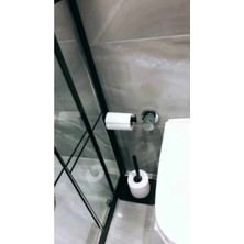 Özbience Şık Siyah Kare Döküm Wc Kağıtlığı, Ayaklı ve Döküm Tasarım