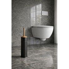 Özbience Paslanmaz Çelik Mat Siyah Vintage Tuvalet Fırça Takımı