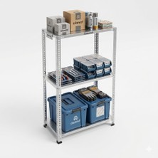 Alanraf 3 Katlı Galvaniz Çelik Raf - Depo, Arşiv, Kiler, Dosya, Market Rafı, Mutfak, Ofis 31X60X50 cm