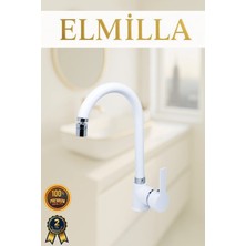 ELMİLLA Beyaz Krom Armut Baston Evye Bataryası Musluğu Oynar Başlıklı