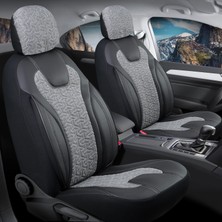 Freshstart Ford Tourneo Courier 2+1 Deri Detaylı Oto Koltuk Kılıfı Ön Arka Set Füme Siyah Siena Model Fs