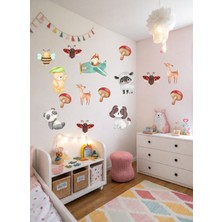 Cyatelier Sevimli Orman Hayvanları Duvar Sticker Seti, Bebek, Çocuk Odası Dekorasyonu , Kız & Erkek Çocuk Duvar Süsü