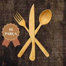 Hakiki 18 Parça Şimşir El Işçiliği Yemek Çatal Kaşık Bıçak Takımı