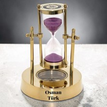 Hediye Fikri Kişiye Özel Pirinç Pusulalı Kum Saati 13 cm – Dekoratif ve Hediyelik