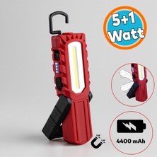 Nzb Mıknatıslı Iş Lambası LED El Feneri Askılı Işıldak Kamp Lambası 5+1 W Şarjlı Gece Lambası 4400 Mah