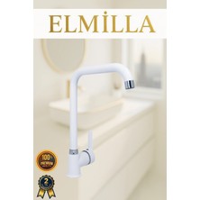 ELMİLLA Beyaz Krom Armut Köşe Evye Bataryası Musluğu
