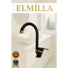 ELMİLLA Siyah Gold Mix Baston Evye Bataryası Musluğu