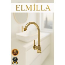 ELMİLLA Kaliteli Gold Renk Lüx Gövde Mutfak Evye Musluğu Bataryası