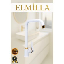 ELMİLLA Beyaz Gold Armut Köşe Evye Bataryası Musluğu