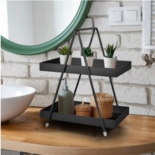 Özbience Iki Katlı Siyah Metal Banyo ve Mutfak Rafı, Şık ve Işlevsel Tasarım