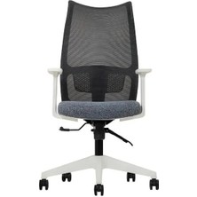 Sempre Lucas Çalışma Koltuğu, Gri Fileli Sırt ve Beyaz Gövde Ofis Sandalyesi,