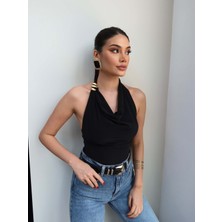 Esra Helvacı Halter Yaka Tokalı Bluz