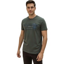 Lacaton 24-7014 Erkek Bisiklet Yaka Baskılı T-Shirt