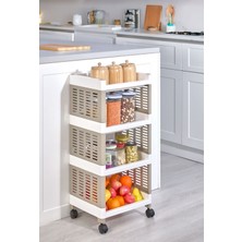 Özbience 4 Katlı Çok Amaçlı Tekerlekli Şık Organizer, Banyo ve Mutfak Için