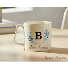 Tanem Kişiye Özel Baş Harfli Isimli Beyaz Kupa Bardak