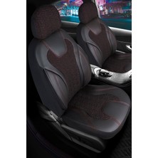 Freshstart Citroen Nemo 2+1 Deri Detaylı Oto Koltuk Kılıfı Ön Arka Set Siyah Kırmızı Siena Model Fs