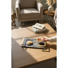 Akayev Mermer Antrasit Mat Altın L Dizayn 30X20 cm Tepsi