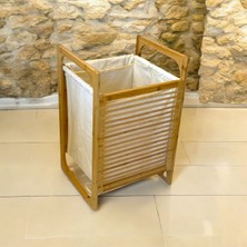 Özbience Bambu Çok Amaçlı Çamaşır ve Oyuncak Organizer Krem Renk