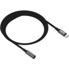 Stylmenplus S-Link Armor Fc-01 15CM Type-C To F Aux Örgülü Metal Başlıklı Siyah Ses Kablosu