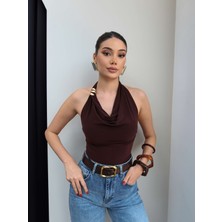 Esra Helvacı Halter Yaka Tokalı Bluz