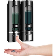 Özbience 2'li Siyah Plastik Sıvı Sabunluk, Duş Jeli ve Şampuan Şişesi Seti